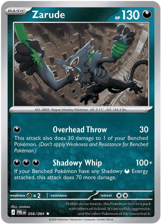 Zarude Pitch Black Rare 056/084 Reverse Holofoil