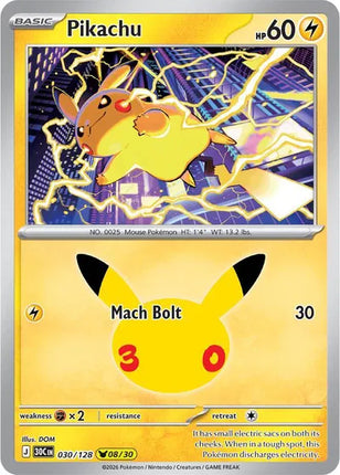 Pikachu 30th Celebration None 030/128 Holofoil