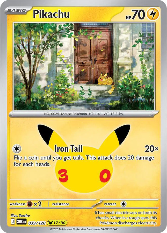 Pikachu 30th Celebration None 039/128 Holofoil