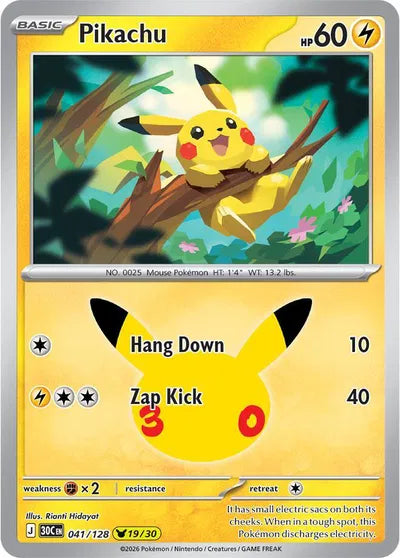 Pikachu 30th Celebration None 041/128 Holfoil