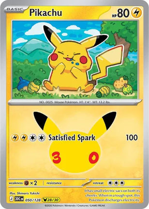 Pikachu 30th Celebration None 050/128 Holofoil