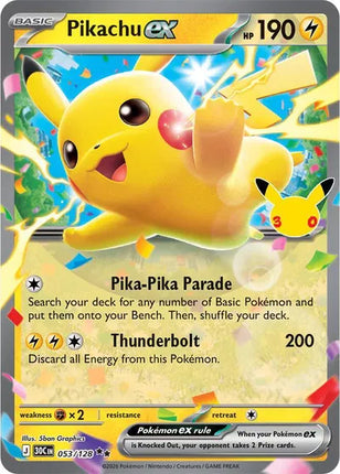 Pikachu ex 30th Celebration Double Rare 053/128