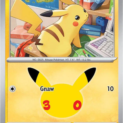Pikachu 30th Celebration Pikachu Rare 031/128 Holofoil