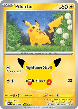 Pikachu 30th Celebration Pikachu Rare 045/128 Holofoil