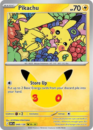 Pikachu 30th Celebration Pikachu Rare 048/128 Holofoil