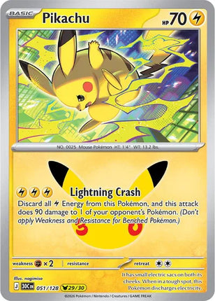 Pikachu 30th Celebration Pikachu Rare 051/128 Holofoil