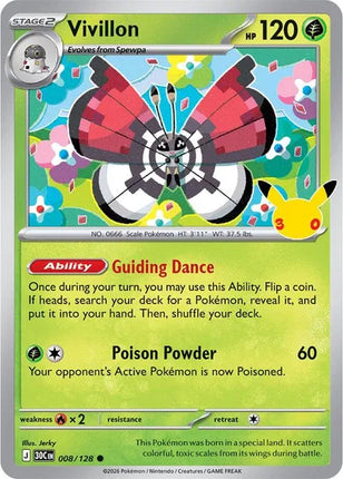 Vivillon 30th Celebration Common 008/128 Holofoil