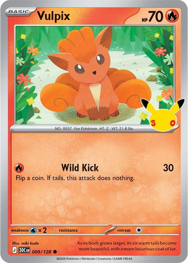 Vulpix 30th Celebration Common 009/128 Holofoil