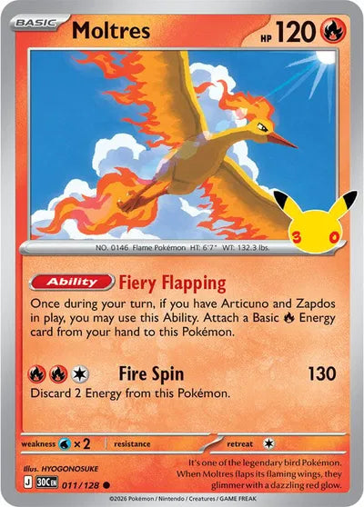 Moltres 30th Celebration Common 011/128 Holofoil