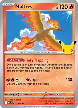 Moltres 30th Celebration Common 011/128 Holofoil