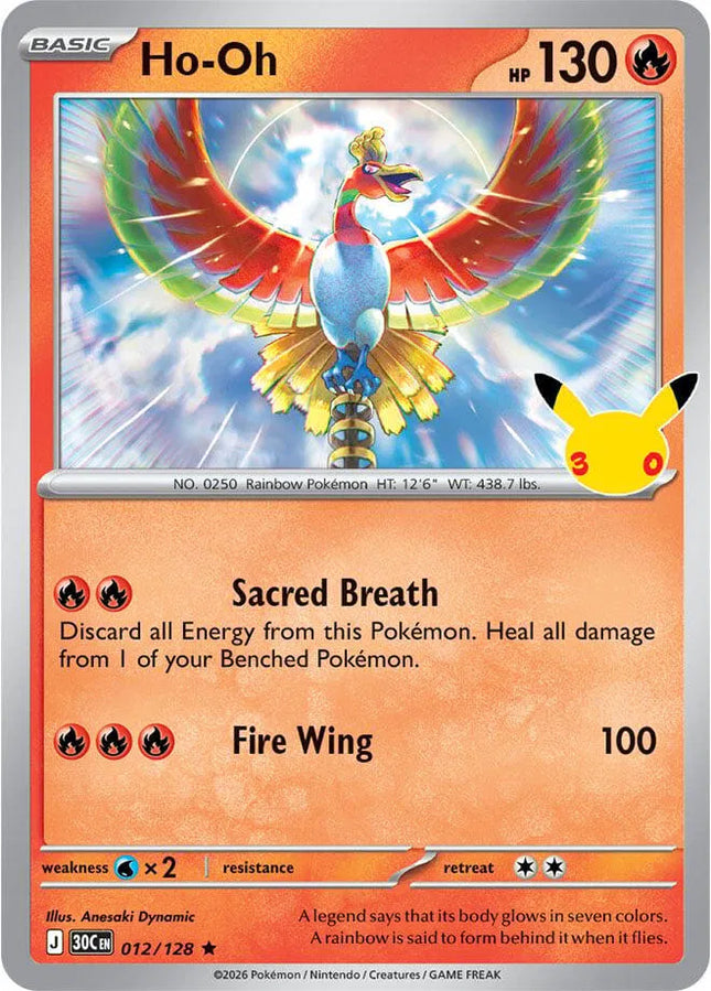 Ho-Oh 30th Celebration Rare 012/128 Holofoil