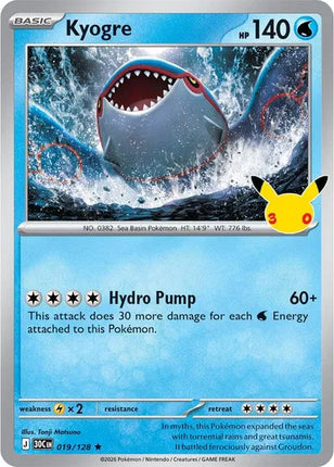 Kyogre 30th Celebration Rare 019/128 Holofoil