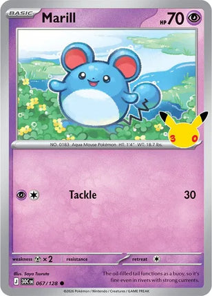 Marill 30th Celebration Common 067/128 Holofoil