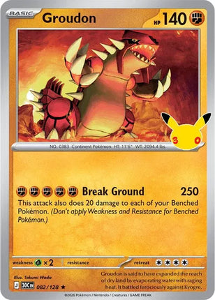 Groudon 30th Celebration Rare 082/128 Holofoil