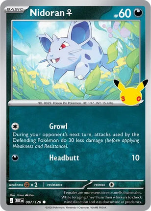Nidoran F 30th Celebration Common 087/128 Holofoil