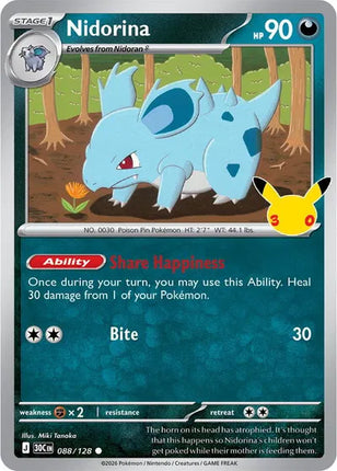 Nidorina 30th Celebration Common 088/128 Holofoil