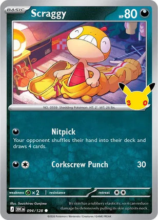 Scraggy 30th Celebration Common 094/128 Holofoil