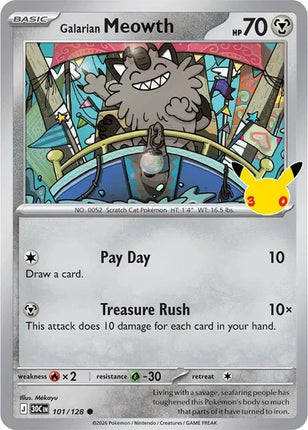Galarian Meowth 30th Celebration Common 101/128 Holofoil