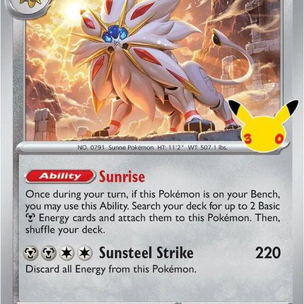 Solgaleo 30th Celebration 105/128 Holofoil