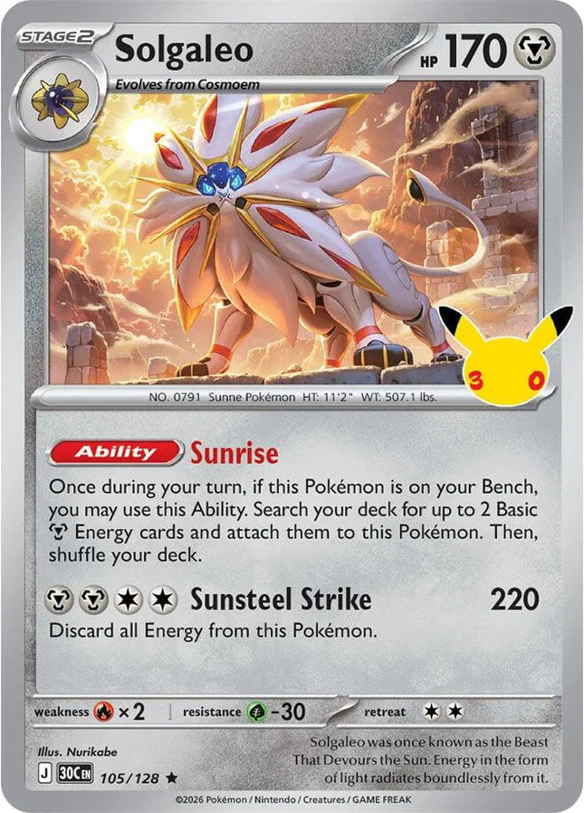 Solgaleo 30th Celebration 105/128 Holofoil