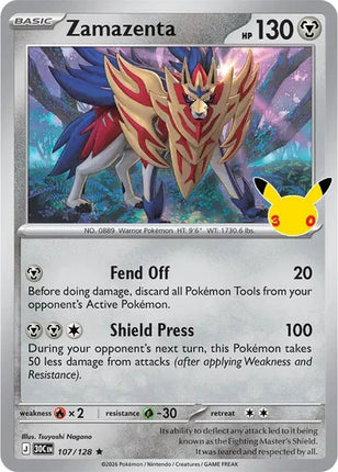 Zamazenta 30th Celebration Rare 107/128 Holofoil