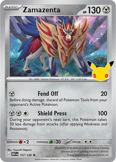 Zamazenta 30th Celebration Rare 107/128 Holofoil