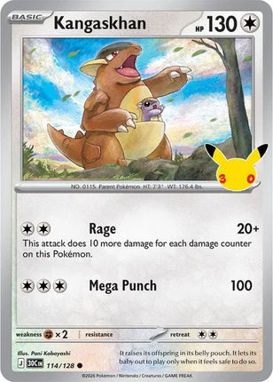 Kangaskhan 30th Celebration Common 114/128 Holofoil