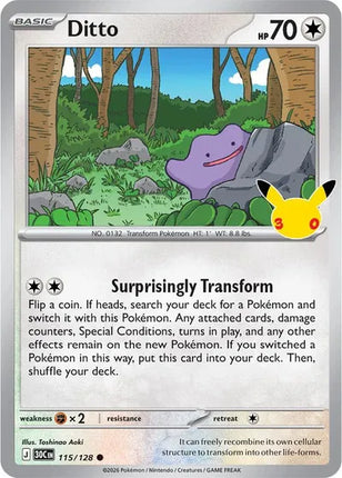 Ditto 30th Celebration Common 115/128 Holofoil