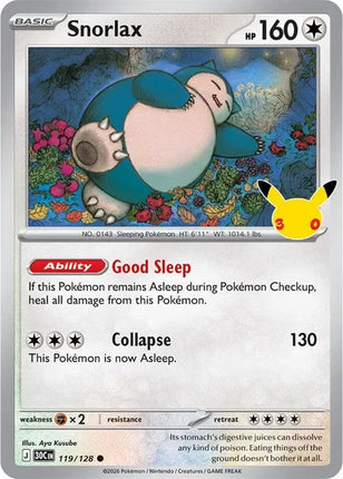 Snorlax 30th Celebration 119/128 Holofoil