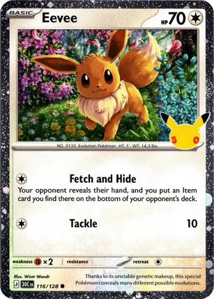 Eevee - 116/128 (30th Celebration) Blister Exclusives Common Cosmos Holofoil